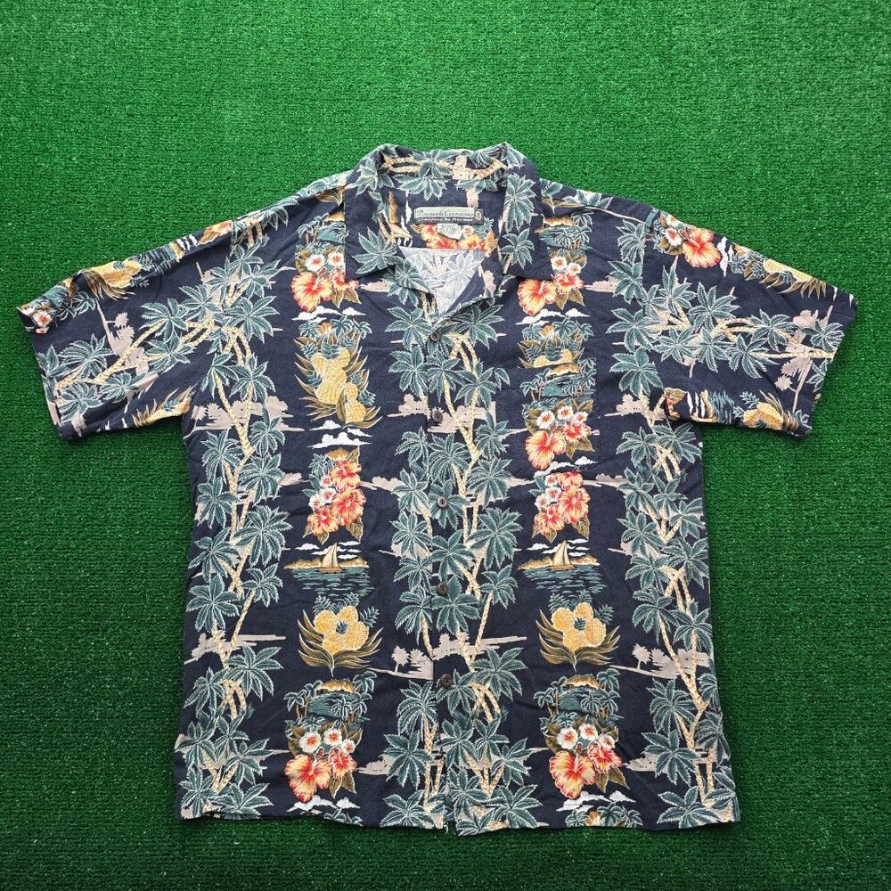 Pineapple Connection Hawaiian Shirt Mens‎ Large 100% Rayon Summer Beach AOP